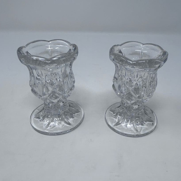 Clear‎ Cut Crystal Candleholders Made in Germany Set of 2   3" Tall x 2" Wide - Picture 3 of 6